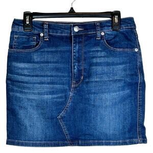 We the Free Denim Skirt Size 30 Free People Blue Dark Wash Classic Casual Mini